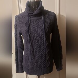 LL Bean Signature Cable Knit Cotton Cowl Neck Sweater NWT